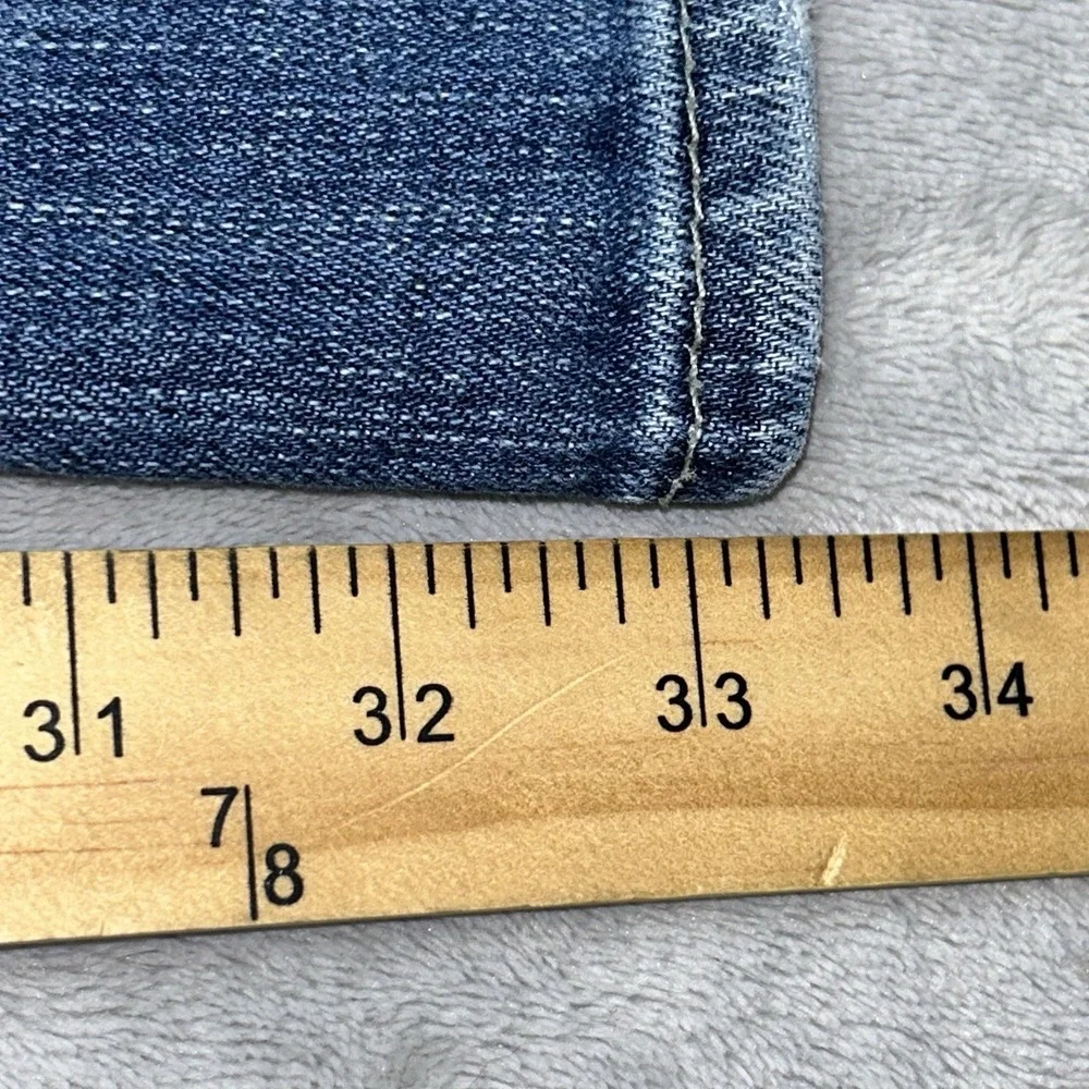 VTG True Religion Jeans Mens 42x33 Blue Ricky Distressed Stitch Flap Y2K USA